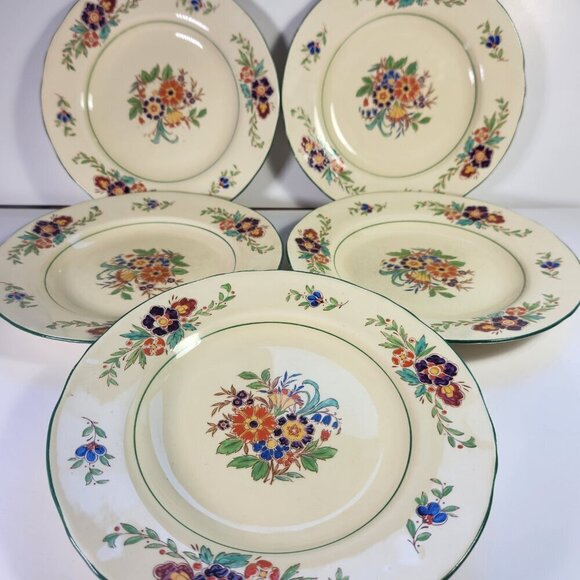 Vintage Mintons Marlow Floral Plates Set of 5 Standard 9" Dinner Plate - Picture 9 of 14